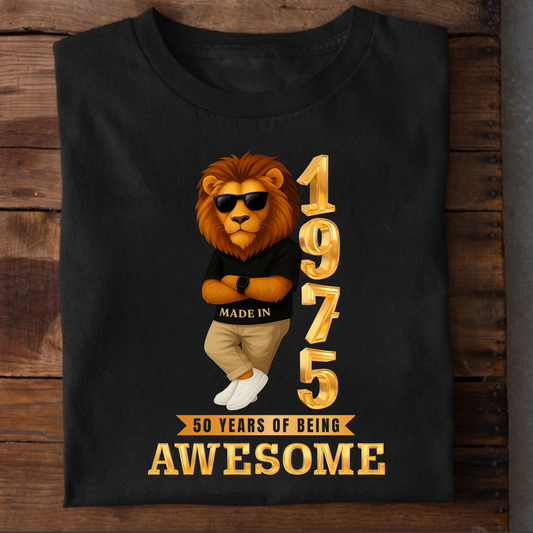 1975 50 YEARS OF BEING AWESOME CLASSIC T-SHIRT (LION FACE)