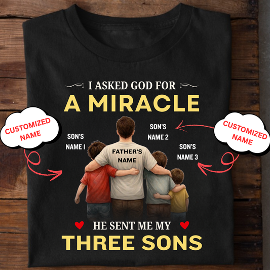 CUSTOMIZED-MIRACLE, MY THREE SONS (FATHER & SON ) CLASSIC T-SHIRT