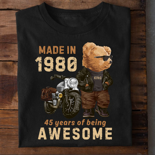 MADE IN 1980-45 YEARS (PANDA) PREMIUM QUALITY T-SHIRT