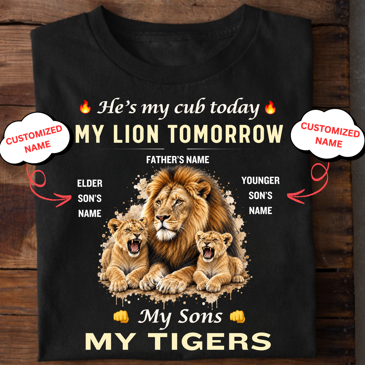 CUSTOMIZED-MY SONS, MY TIGERS (FATHER AND 2 SONS) CLASSIC T-SHIRT