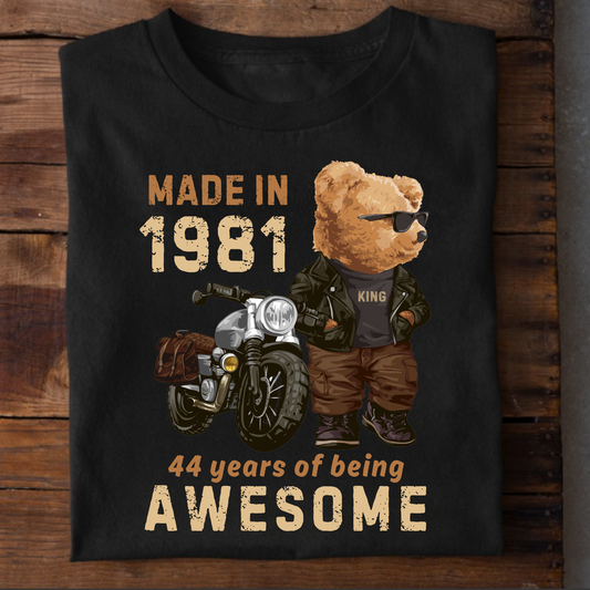 MADE IN 1981-44 YEARS (PANDA) PREMIUM QUALITY T-SHIRT