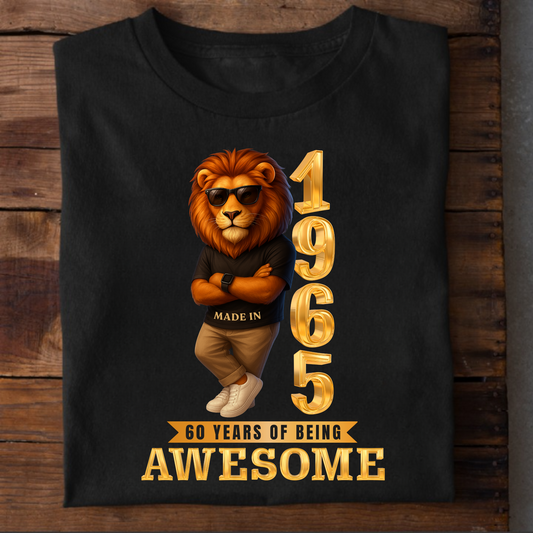 1965 60 YEARS OF BEING AWESOME CLASSIC T-SHIRT (LION FACE)