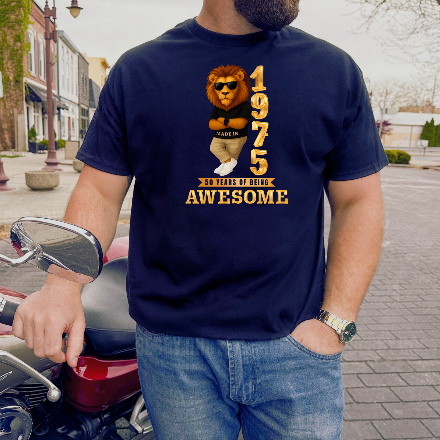 1975 50 YEARS OF BEING AWESOME CLASSIC T-SHIRT (LION FACE)