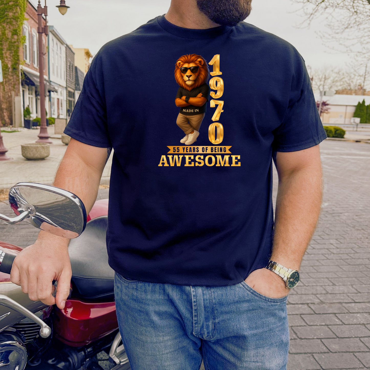 1970 55 YEARS OF BEING AWESOME CLASSIC T-SHIRT (LION FACE)