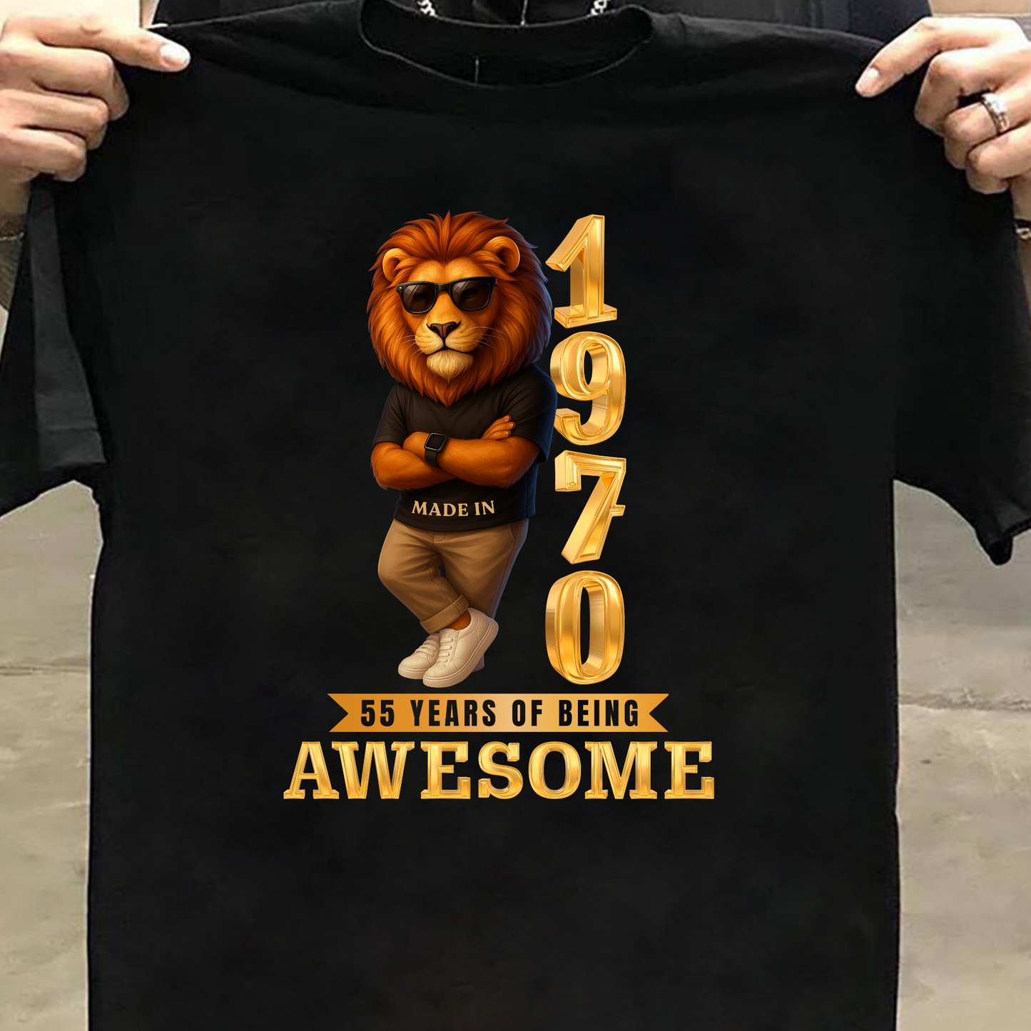 1970 55 YEARS OF BEING AWESOME CLASSIC T-SHIRT (LION FACE)