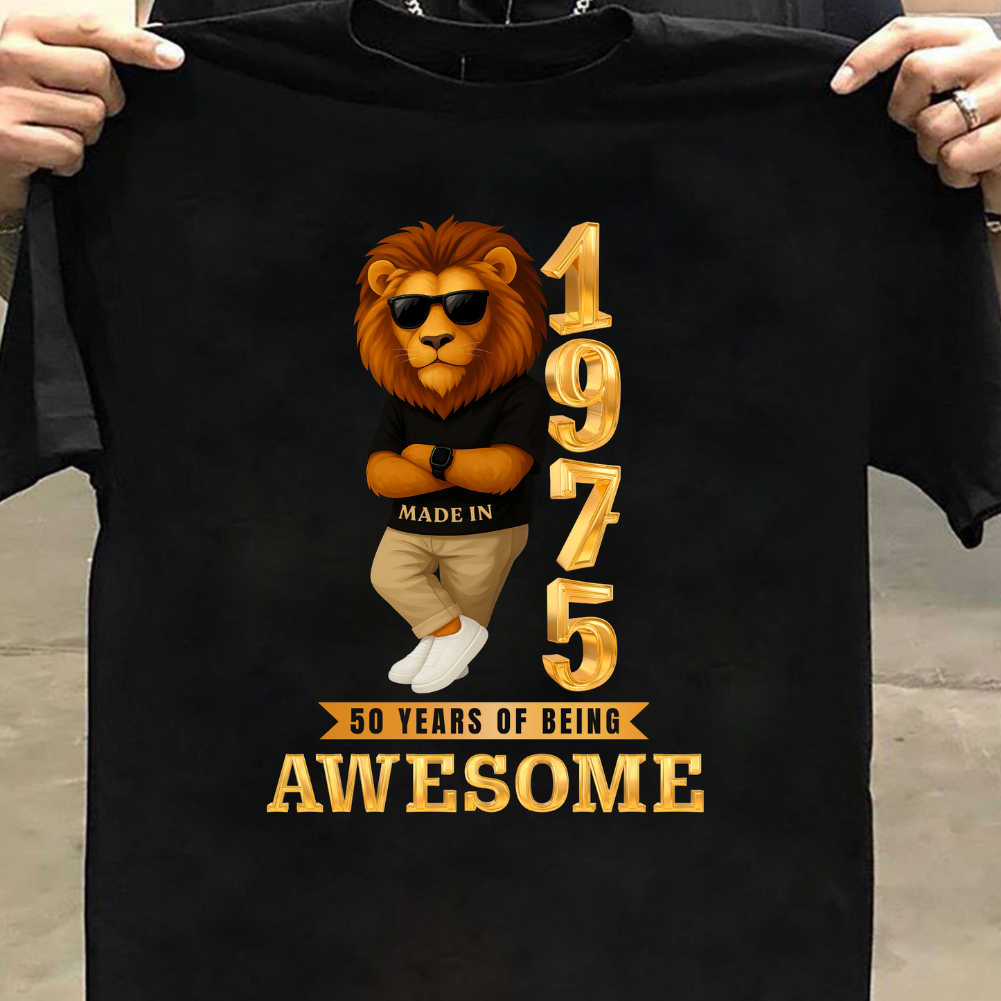 1975 50 YEARS OF BEING AWESOME CLASSIC T-SHIRT (LION FACE)