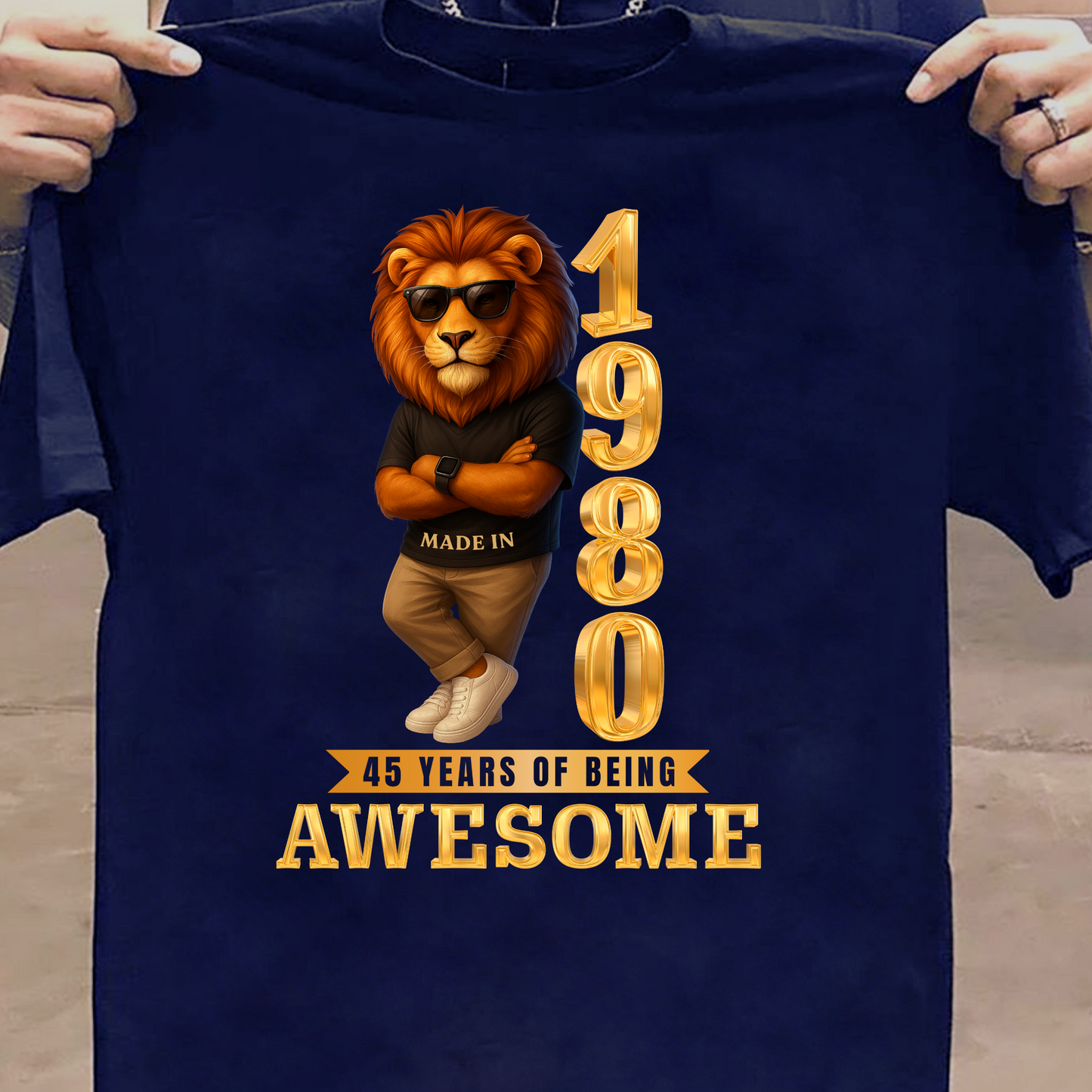1980 45 YEARS OF BEING AWESOME CLASSIC T-SHIRT (LION FACE)