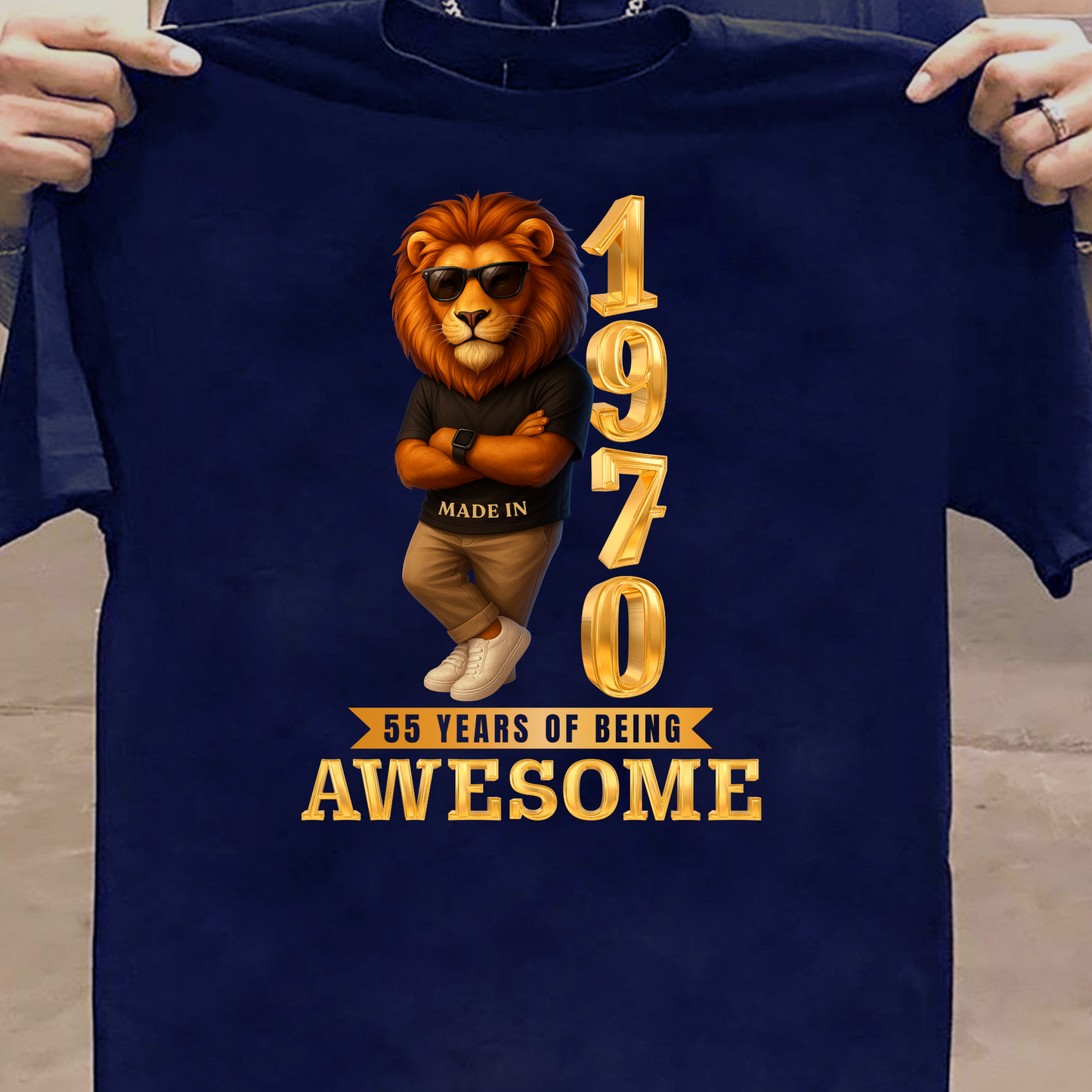 1970 55 YEARS OF BEING AWESOME CLASSIC T-SHIRT (LION FACE)