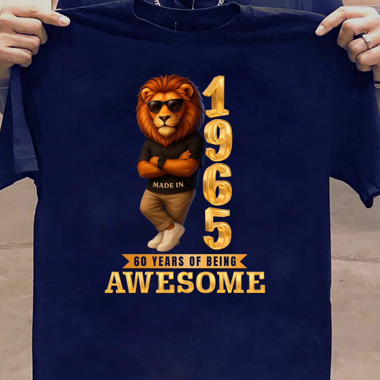 1965 60 YEARS OF BEING AWESOME CLASSIC T-SHIRT (LION FACE)
