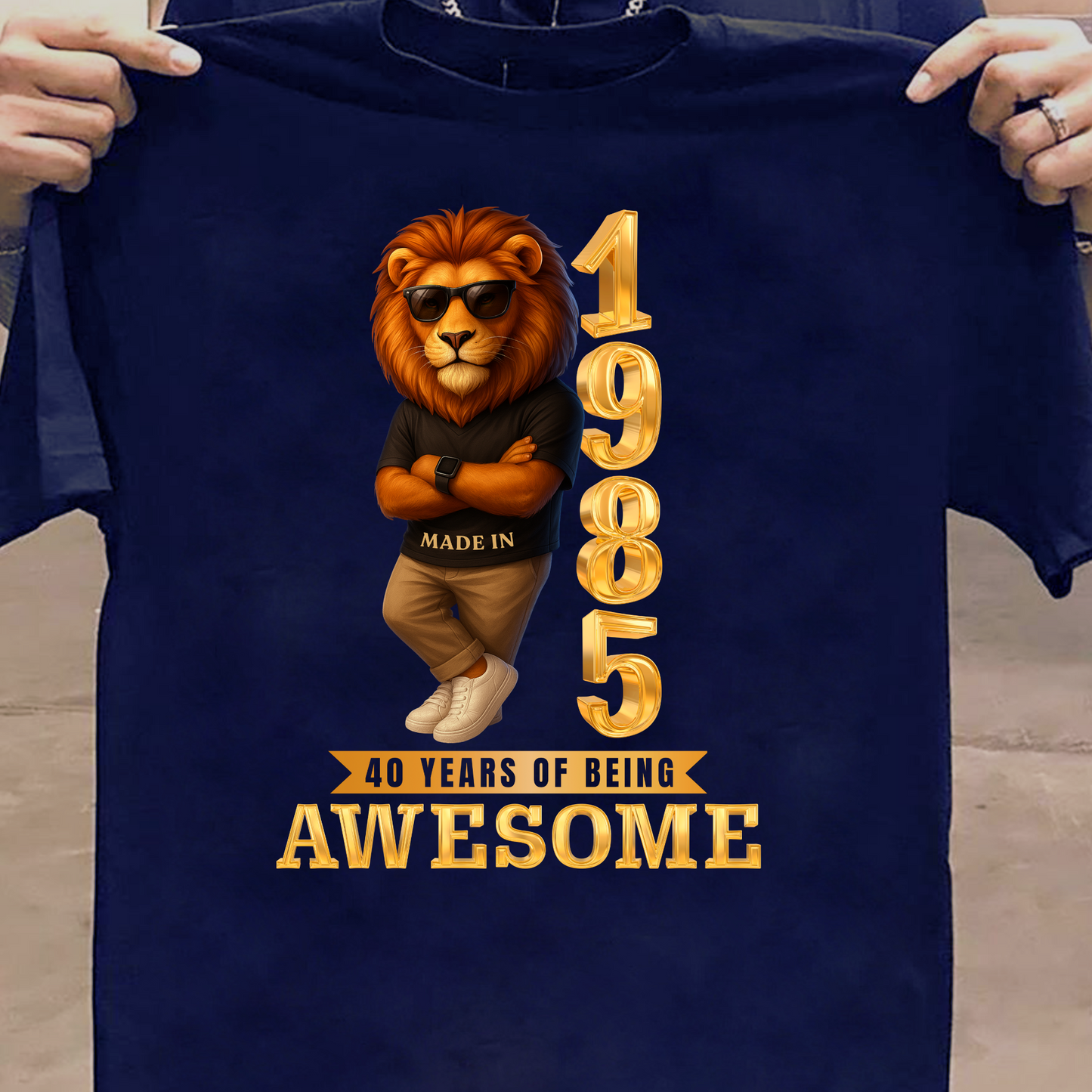 1985 40 YEARS OF BEING AWESOME CLASSIC T-SHIRT (LION FACE)