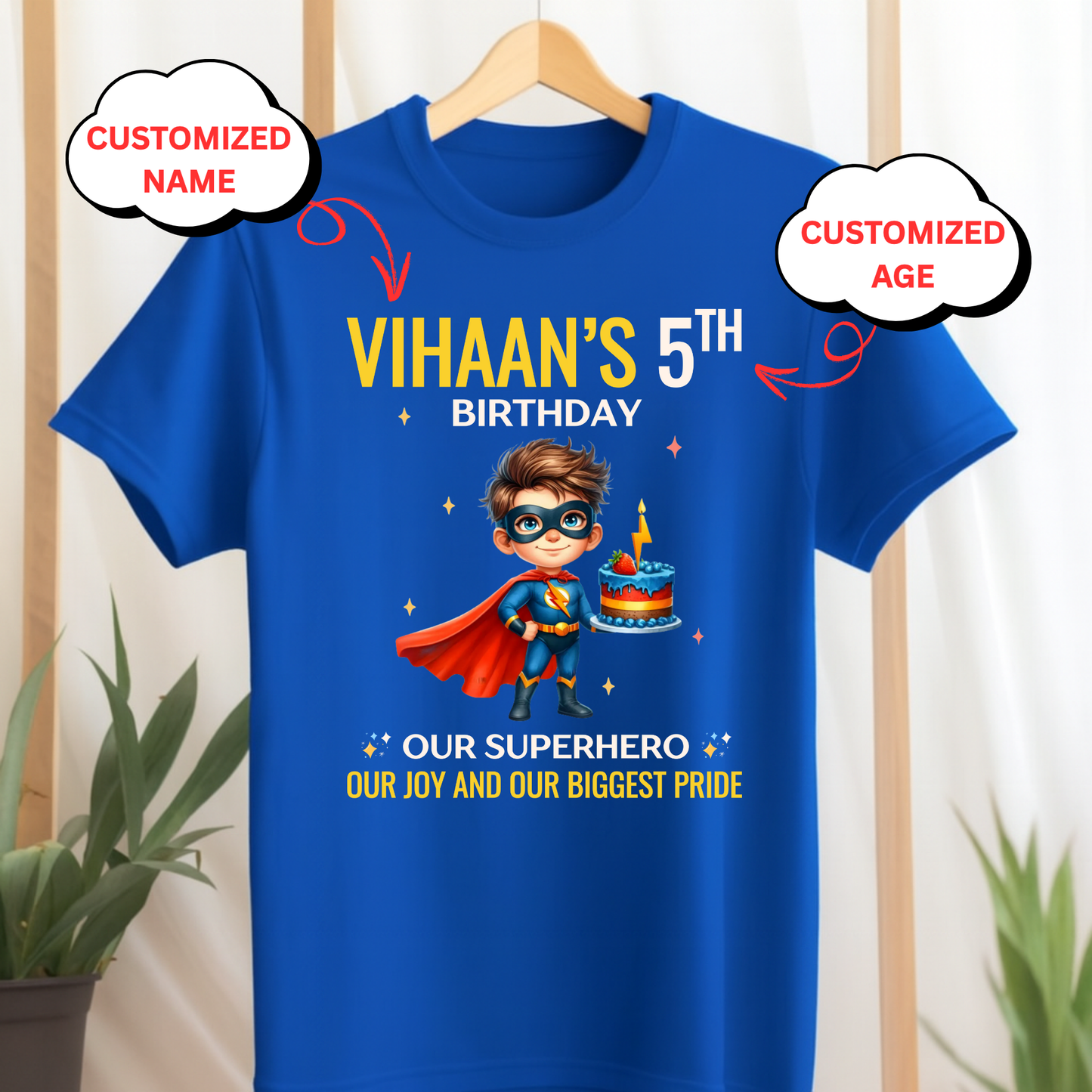 CUSTOMIZATION KIDS (BOY) T-SHIRT- OUR BIRTHDAY SUPERHERO-1