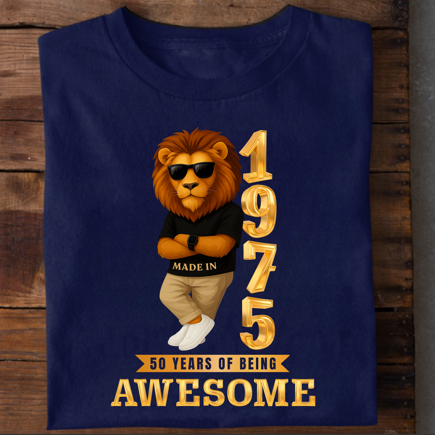 1975 50 YEARS OF BEING AWESOME CLASSIC T-SHIRT (LION FACE)