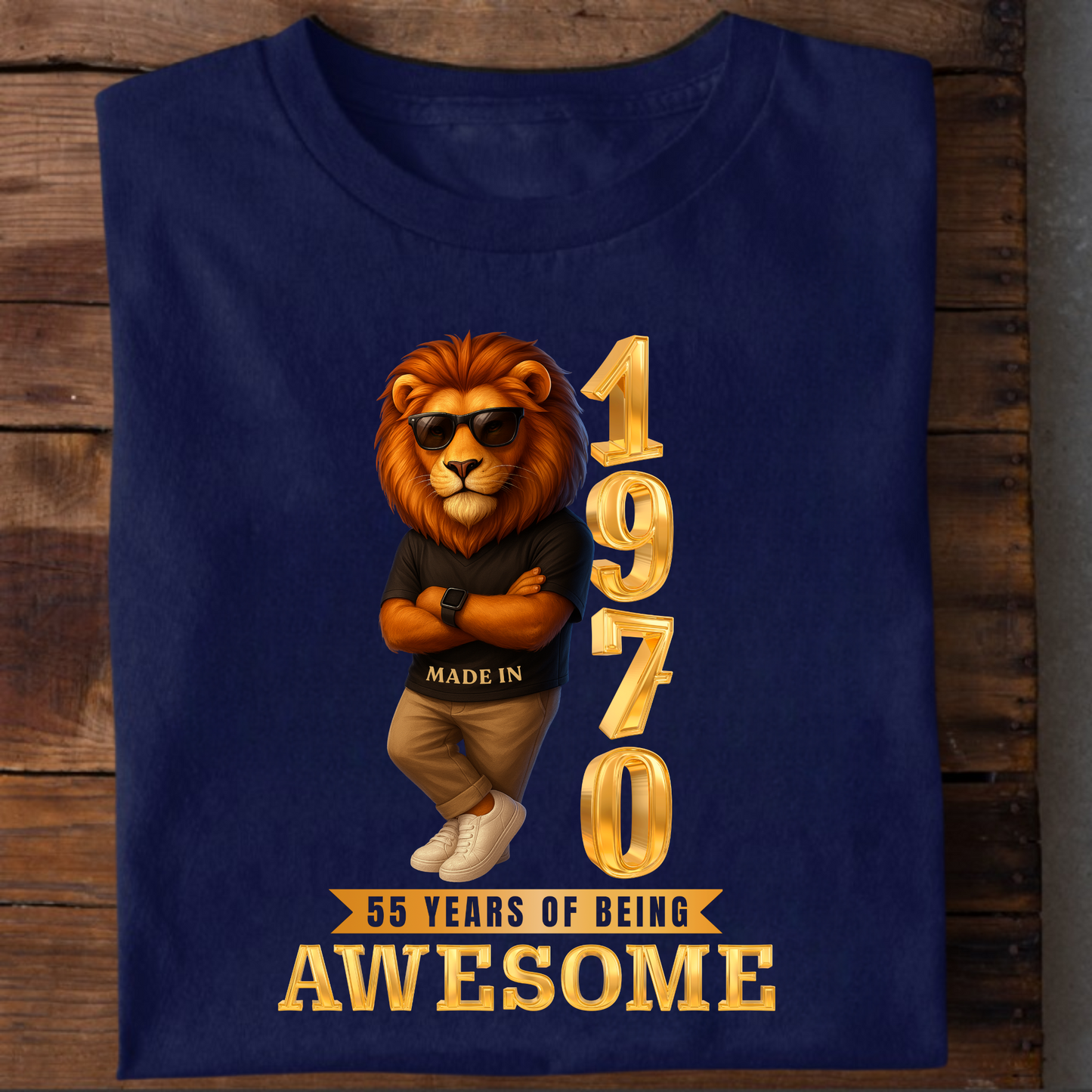 1970 55 YEARS OF BEING AWESOME CLASSIC T-SHIRT (LION FACE)