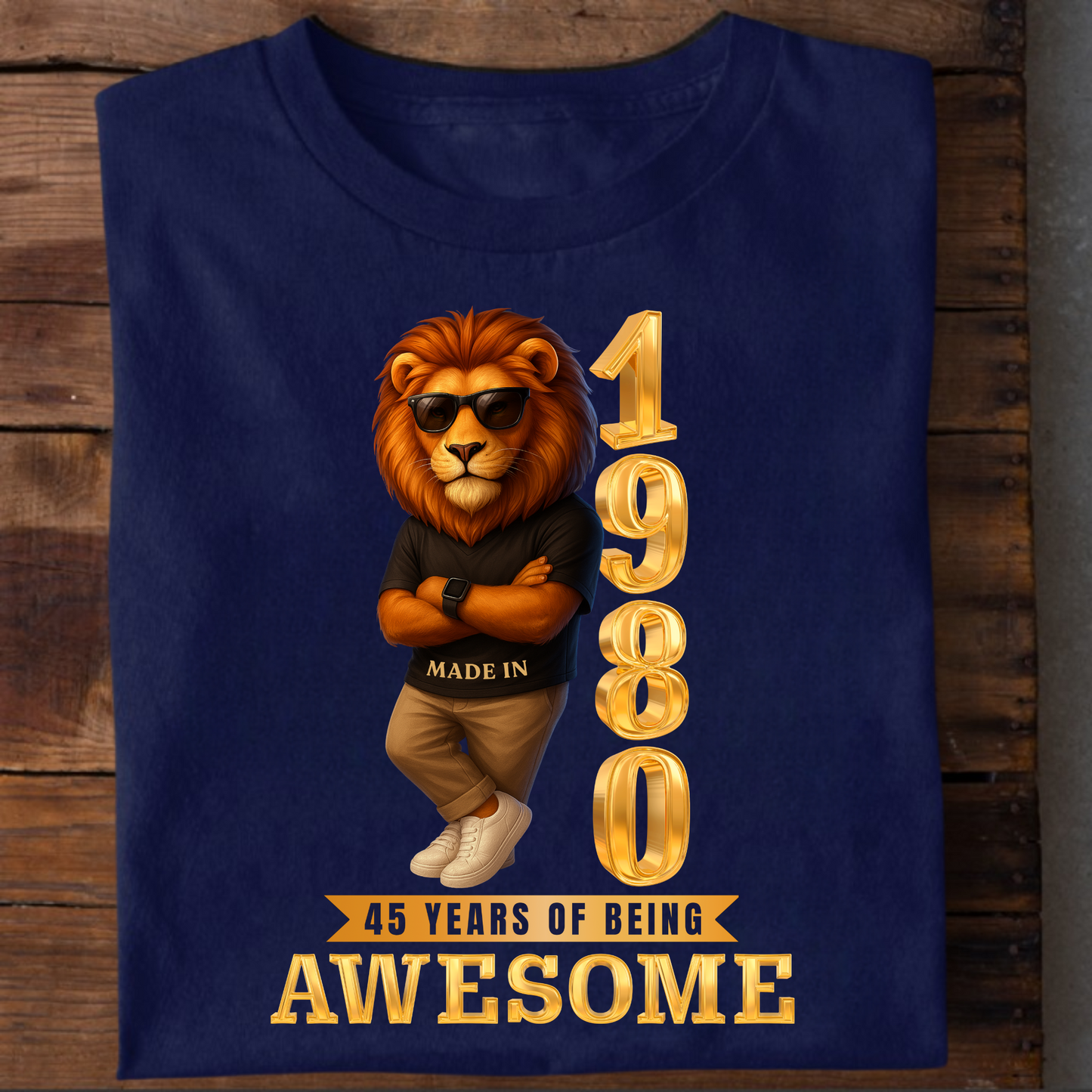 1980 45 YEARS OF BEING AWESOME CLASSIC T-SHIRT (LION FACE)