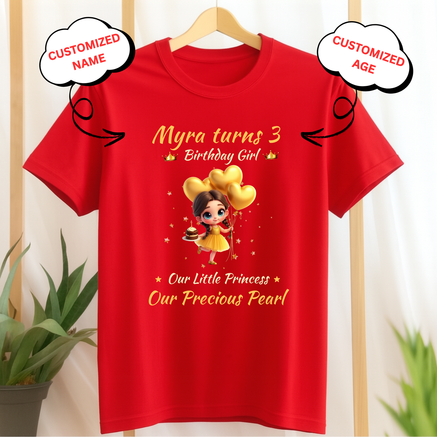 CUSTOMIZED-OUR LITTLE PRINCESS, OUR PRECIOUS PEARL BIRTHDAY CLASSIC T-SHIRT