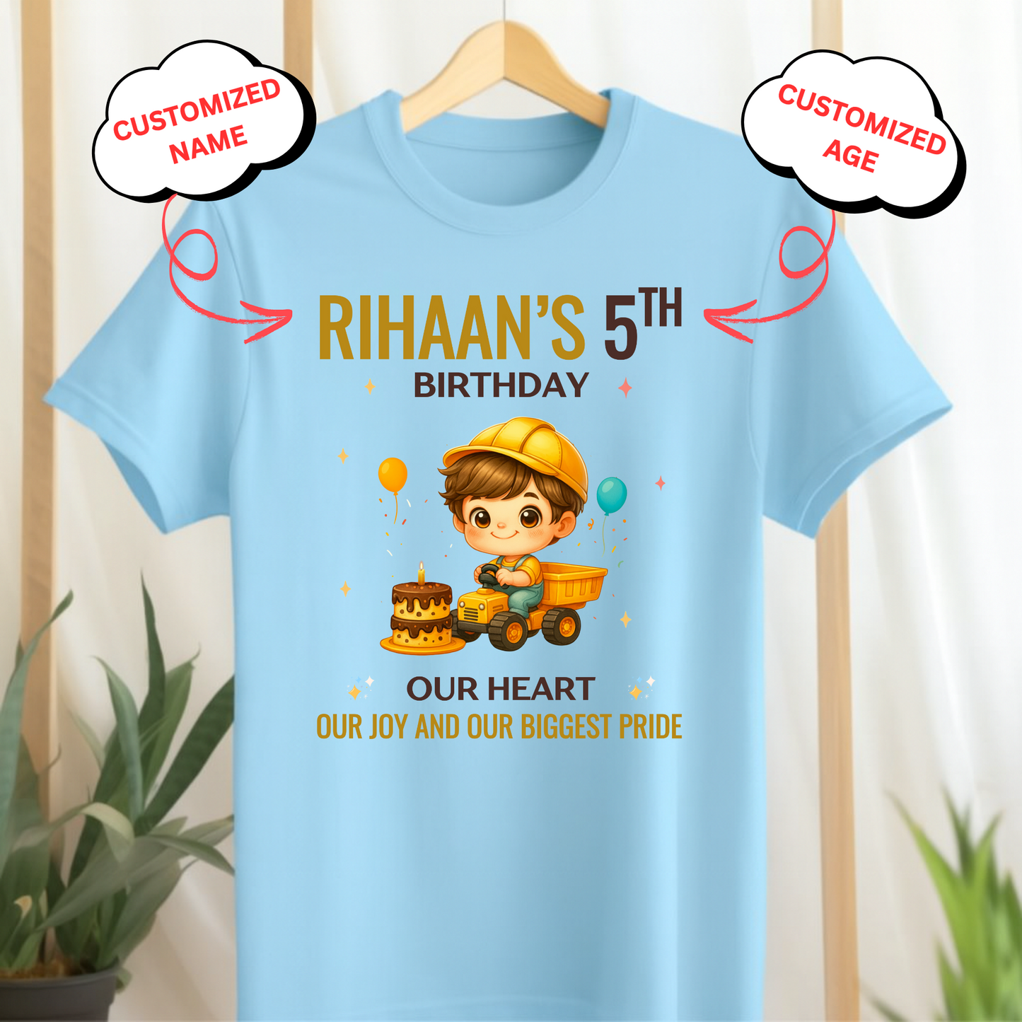 CUSTOMIZED-OUR HEART, OUR JOY BIRTHDAY T-SHIRT