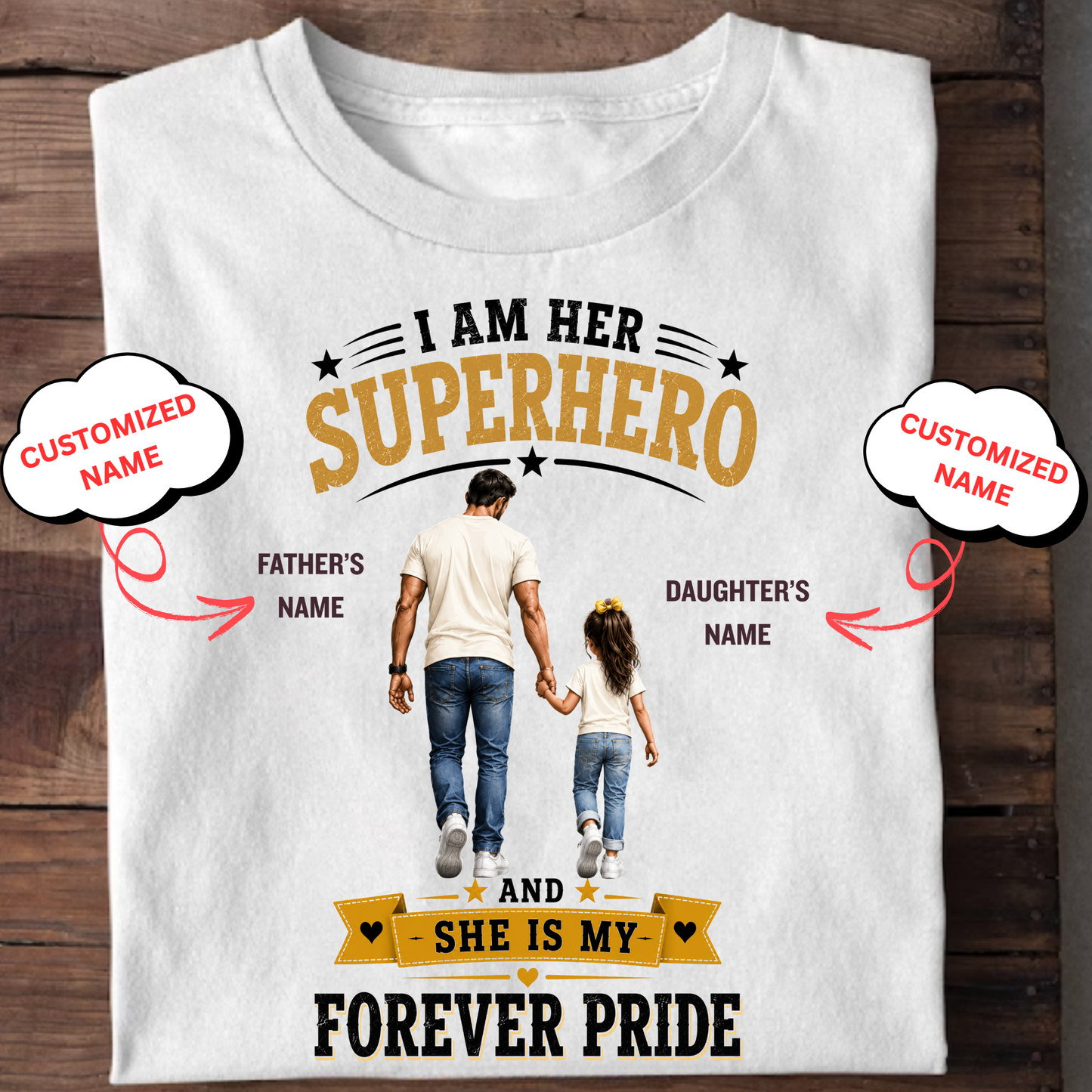 I AM HER SUPERHERO (DAD & DAUGHTER) CLASSIC T-SHIRT