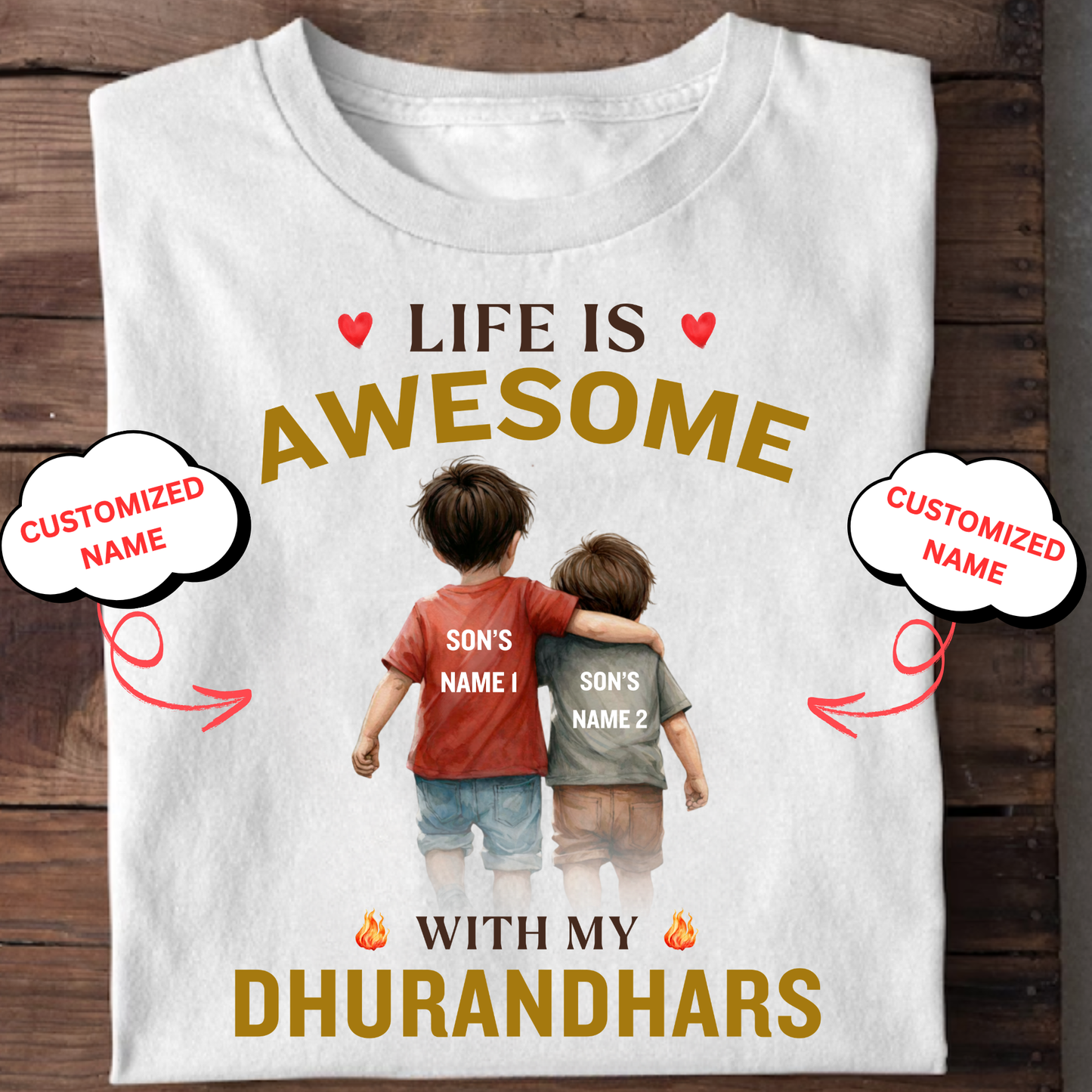 CUSTOMIZED-LIFE IS AWESOME WITH MY DHURANDHARS (TWO SONS) CLASSIC T-SHIRT